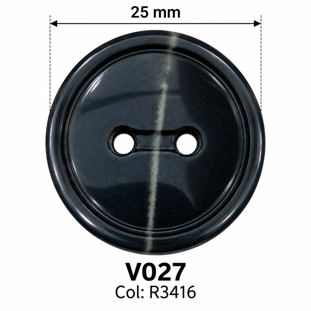 Полиестерно копче V027 col R3416 – 2 отвора, тъмносиньо – код и размер