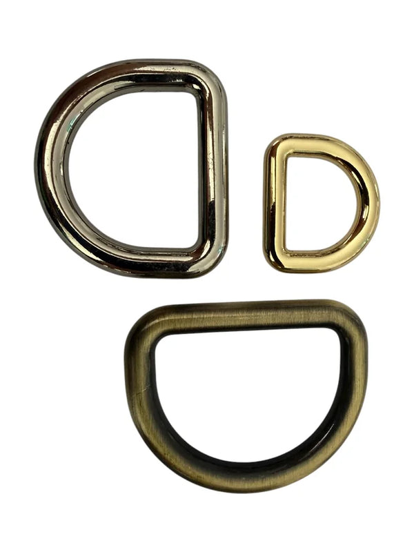 Anelli D metallici premium in colore nickel (nickel free), oro e ottone antico