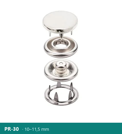 Capsă cu capac plat (tip monedă) – tip cu dinți, Polkom PR-30 · 10–11,5 mm