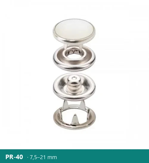 Capsă cu capac din sidef – tip cu dinți, Polkom PR-40 · 7,5–21 mm
