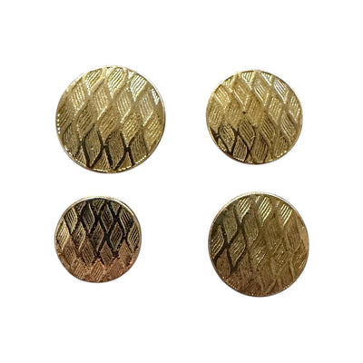 Gold metal buttons with a woven diamond pattern for men's jackets and waistcoats